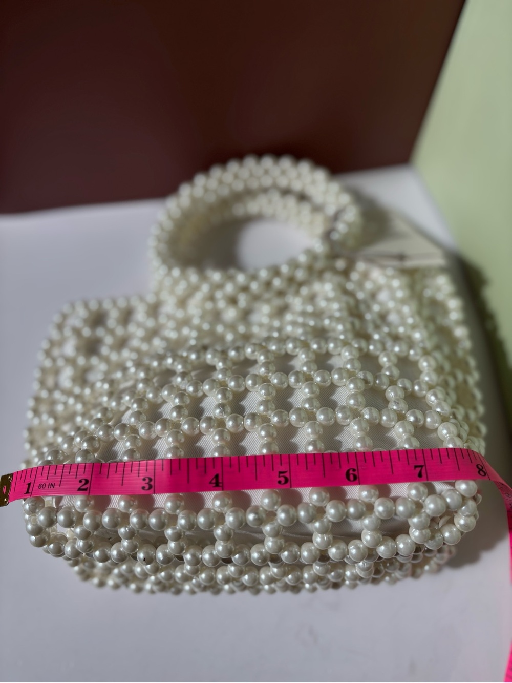 A NEW DAY Ivory Pearl Beaded Tote Bag with Round Handles, NWT - Picture 5 of 6